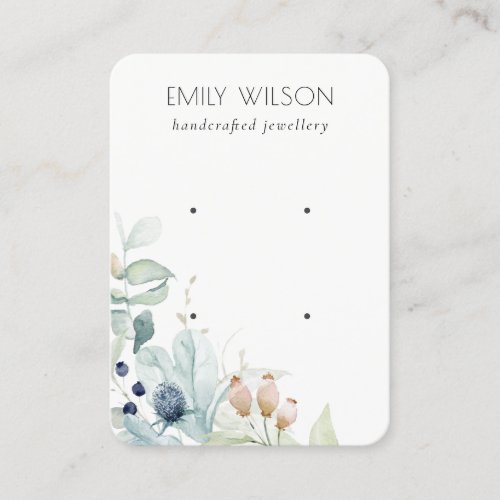 Pastel Blue Green Foliage Bunch 2 Earring Display Business Card