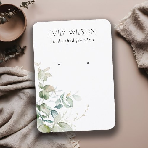 Pastel Blue Green Foliage Bunch Earring Display Business Card