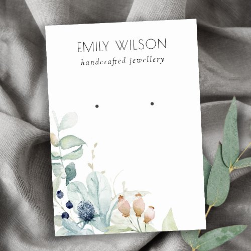 Pastel Blue Green Foliage Bunch Earring Display Business Card