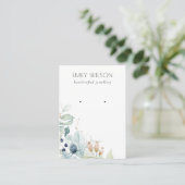 Pastel Blue Green Foliage Bunch Earring Display Business Card (Standing Front)
