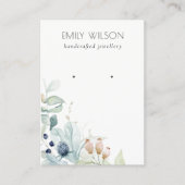 Pastel Blue Green Foliage Bunch Earring Display Business Card (Front)