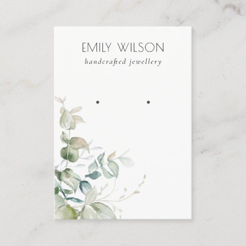 Pastel Blue Green Foliage Bunch Earring Display Business Card