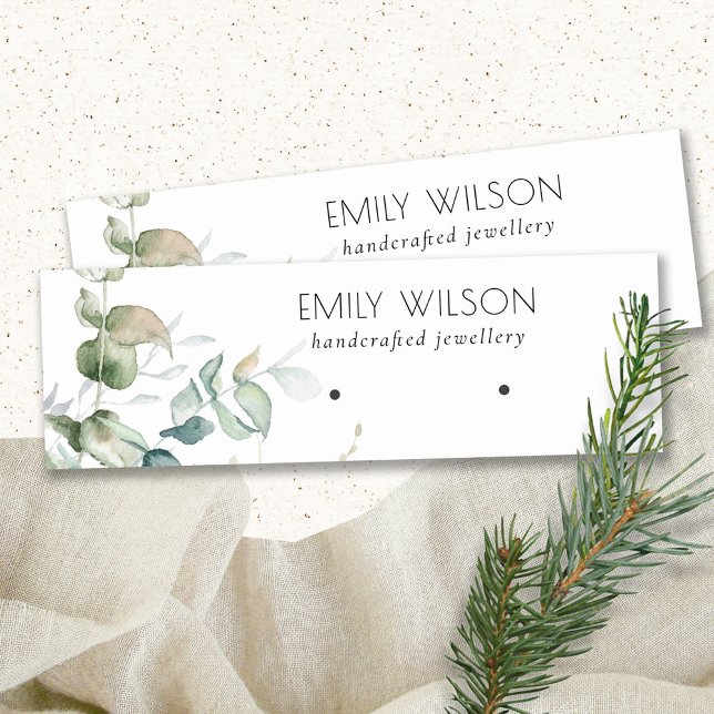 Pastel Blue Green Foliage Bunch Earring Display Mini Business Card (Creator Uploaded)