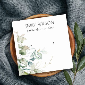 Pastel Blue Green Foliage Bunch Earring Display Square Business Card by JustJewelryDisplay at Zazzle