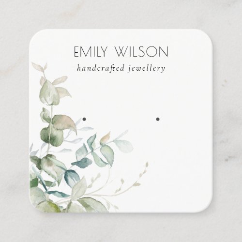 Pastel Blue Green Foliage Bunch Earring Display Square Business Card