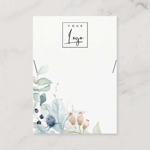 Pastel Blue Green Foliage Logo Necklace Display Business Card