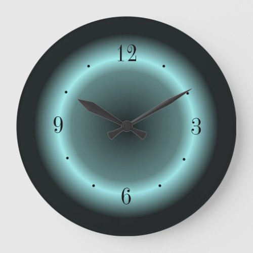 Pastel Blue Green Halo Effect on Black Large Clock