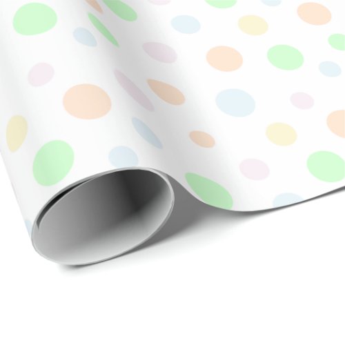 Pastel Blue Green Orange Yellow and Pink Dots Wrapping Paper