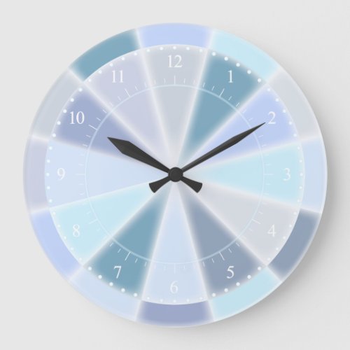 Pastel Blue Green Purple and Aqua Elegant Glow Large Clock