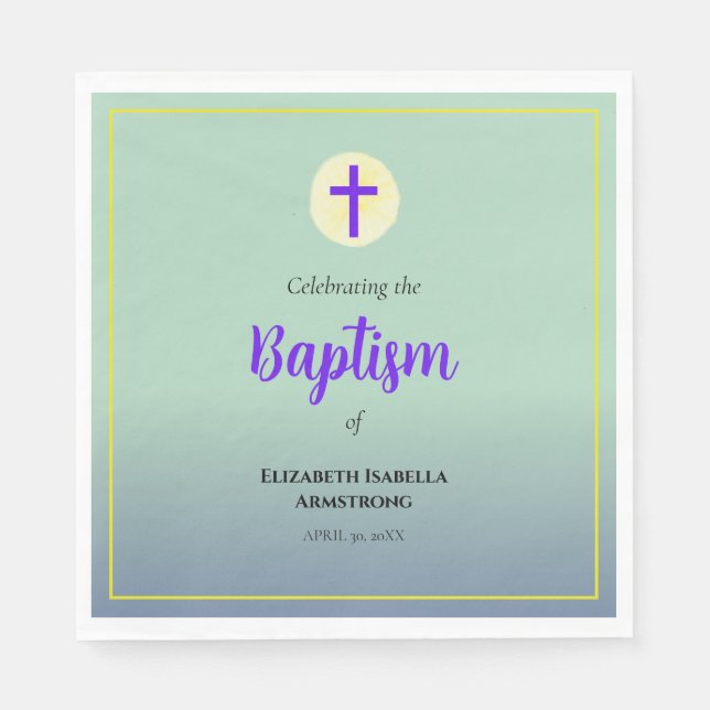 Pastel Blue Green Purple Spring Baptism Napkins (Front)