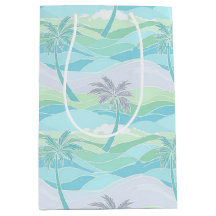 PASTEL BLUE GREEN PURPLE SUMMER PALM TREES