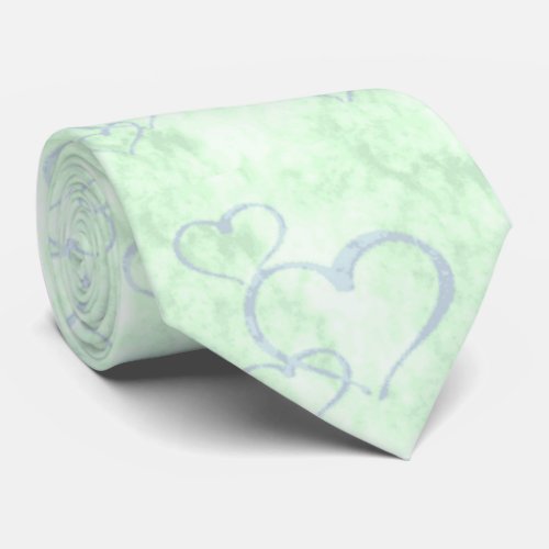 Pastel Blue Green Valentine Hearts Mens Tie