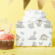 Pastel blue green Watercolor Dinosaur Birthday