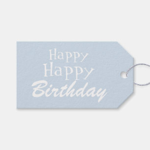 Pastel Blue Happy Birthday Gift Tag