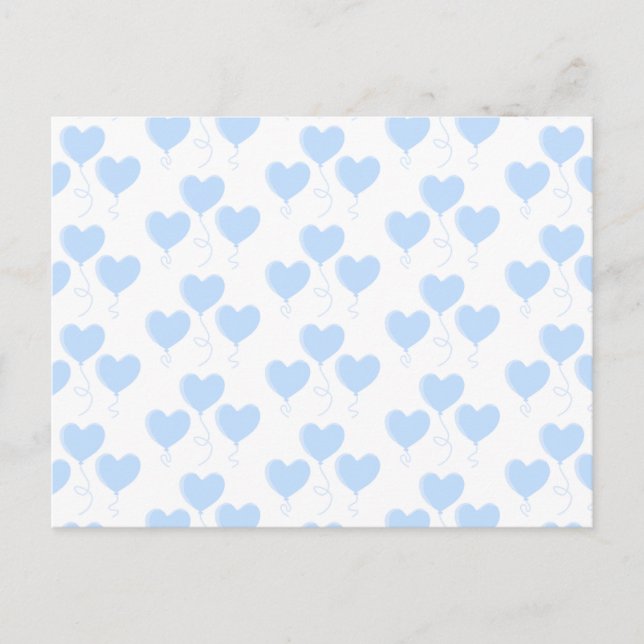 Pastel Blue Heart Balloon Pattern. Postcard (Front)