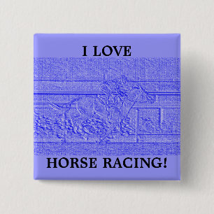 Pastel Blue Horse Racing Thoroughbred Racehorse Button