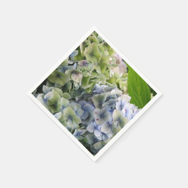 Pastel Blue Hydrangeas Paper Napkins (Corner)