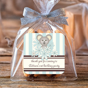 Pastel Blue Koala Boy Baby Shower / Kids Birthday Square Sticker