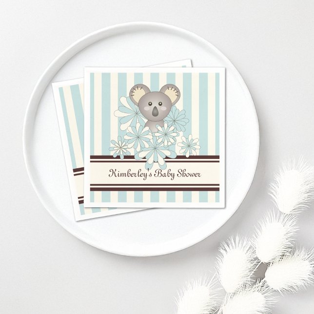 Pastel Blue Koala Kids Birthday / Boy Baby Shower Napkins (Creator Uploaded)