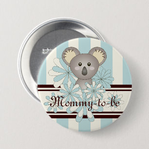 Pastel Blue Koala Mommy-to-be Boy Baby Shower Button