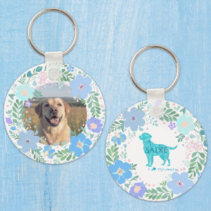 Pastel Blue Labrador Retriever Custom Photo Keychain