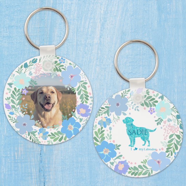 Pastel Blue Labrador Retriever Custom Photo  Keychain (Creator Uploaded)