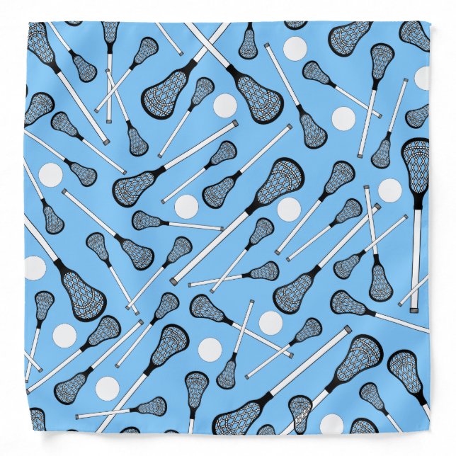 Pastel blue lacrosse sticks pattern bandana (Front)