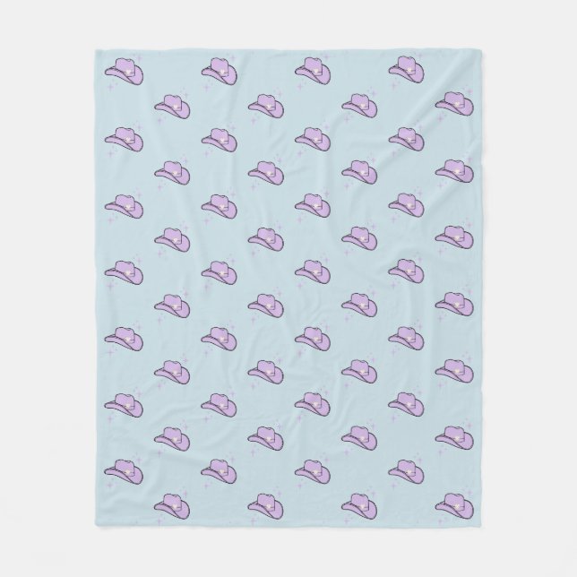 Pastel Blue Lilac Cowgirl Rodeo Pattern Fleece Blanket (Front)