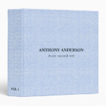 Pastel Blue Linen Texture  3 Ring Binder