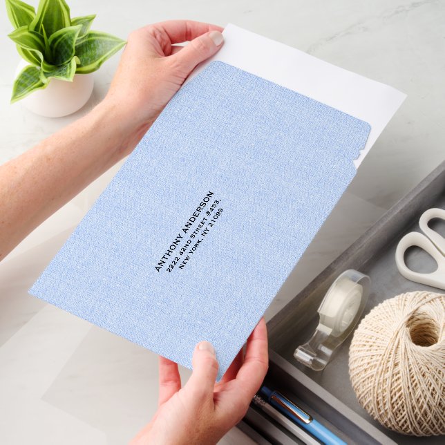 Pastel Blue Linen Texture  Envelope Mailers (Desk)