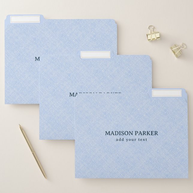 Pastel Blue Linen Texture File Folder (Set)