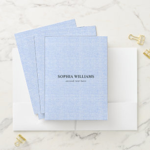 Pastel Blue Linen Texture Pocket Folder
