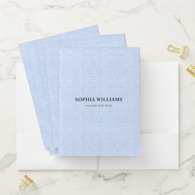 Pastel Blue Linen Texture Pocket Folder (In Situ)