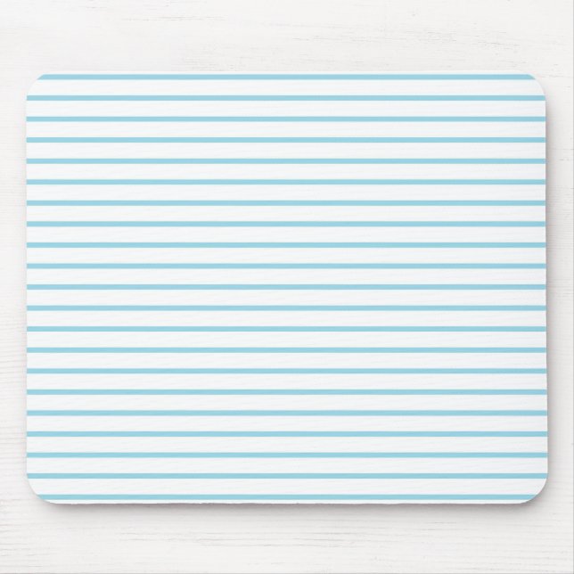 Pastel Blue Lines White Mouse Pad (Front)
