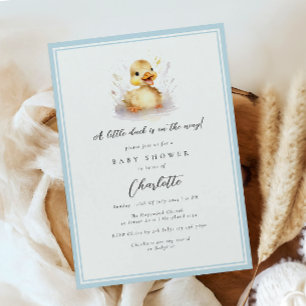 Pastel Blue Little Duck Baby Shower Invitation