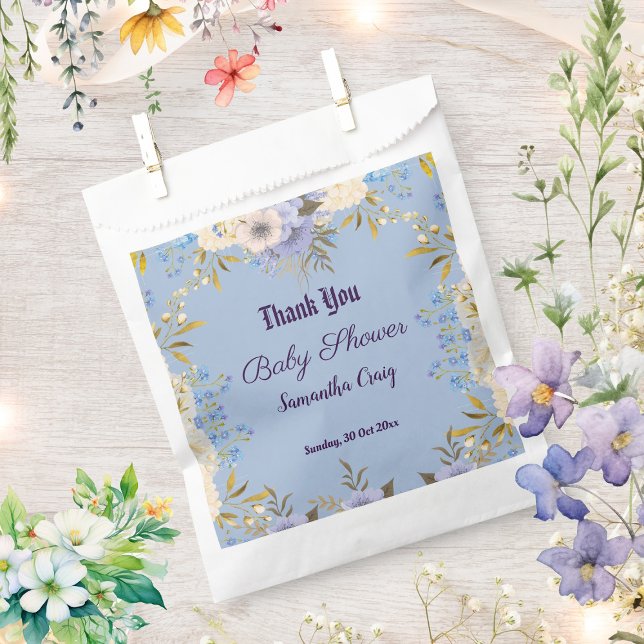 Pastel Blue Little Flower Bud Floral Baby Shower Favor Bag (Pastel Blue Little Flower Bud Floral Baby Shower Favor Bag)