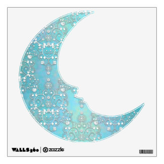 Pastel Blue Man on the Moon Damask Wall Decal