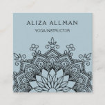 Pastel Blue Mandala Yoga Instructor Square Business Card