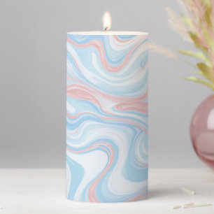 Pastel Blue Marble - Baby Blue Marble pattern Pillar Candle