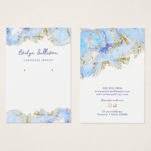Pastel blue marbling design jewelry display card