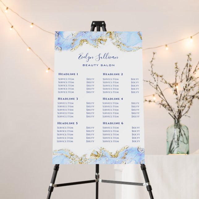 Pastel Blue marbling Price list Foam Board (In Situ (Stand))