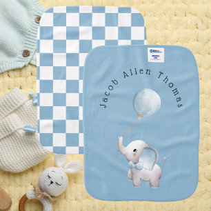 Pastel Blue Minimalist Elephant Baby Boy Burp Cloth