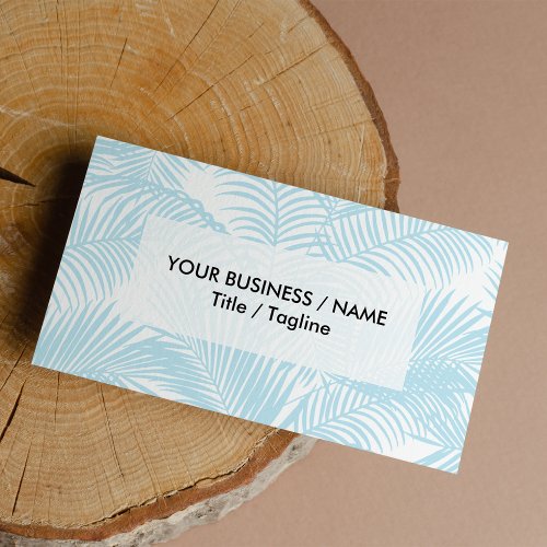 Pastel blue modern simple tropical palm tree flora business card