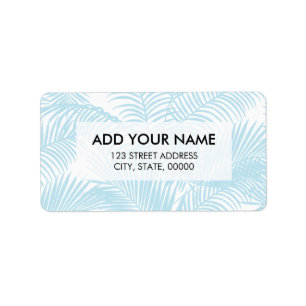 Pastel blue modern simple tropical palm tree flora label