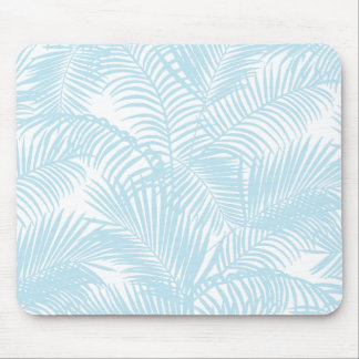 Pastel blue modern simple tropical palm tree flora mouse pad