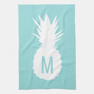 pastel blue monogram pineapple kitchen towel