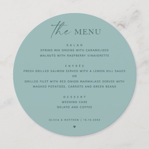Pastel blue nautical circle minimalist wedding menu