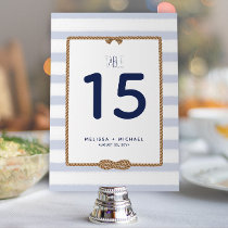 Pastel Blue Nautical Knot Table Number (5x7)
