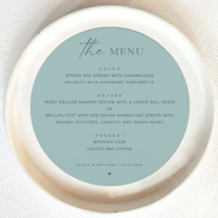 Pastel Blue Nautical Wedding Minimalist Round Menu
