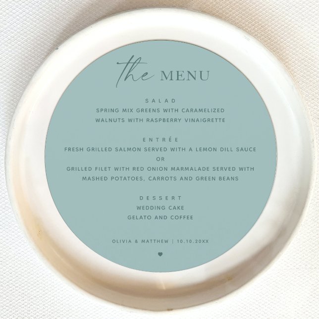Pastel Blue Nautical Wedding | Minimalist Round Menu (Creator Uploaded)